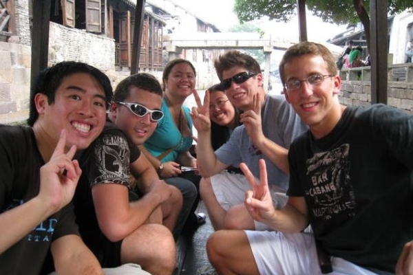 Andrew with some friends in Shanghai