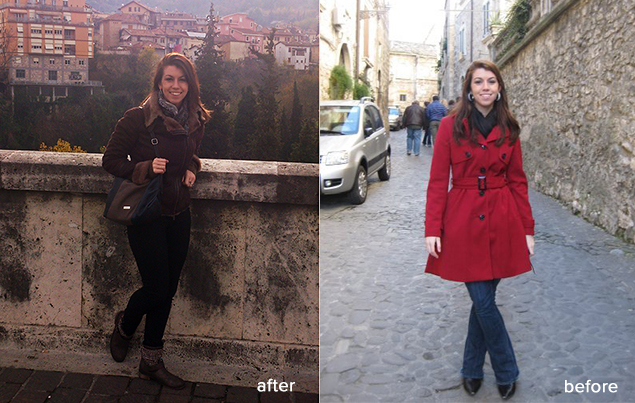 Before and after of what to wear while studying abroad in Italy