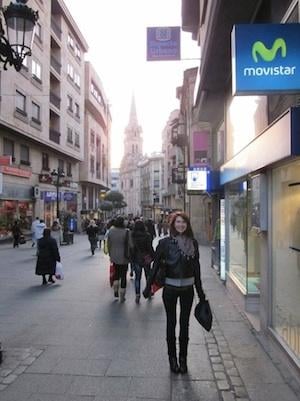 Charolette in the streets of Salamanca