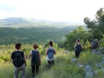 A group of ROV Volunteers hiking in South Africa