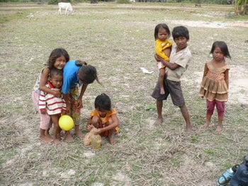 Some of the children Robert met while volunteering with DWC in Cambodia