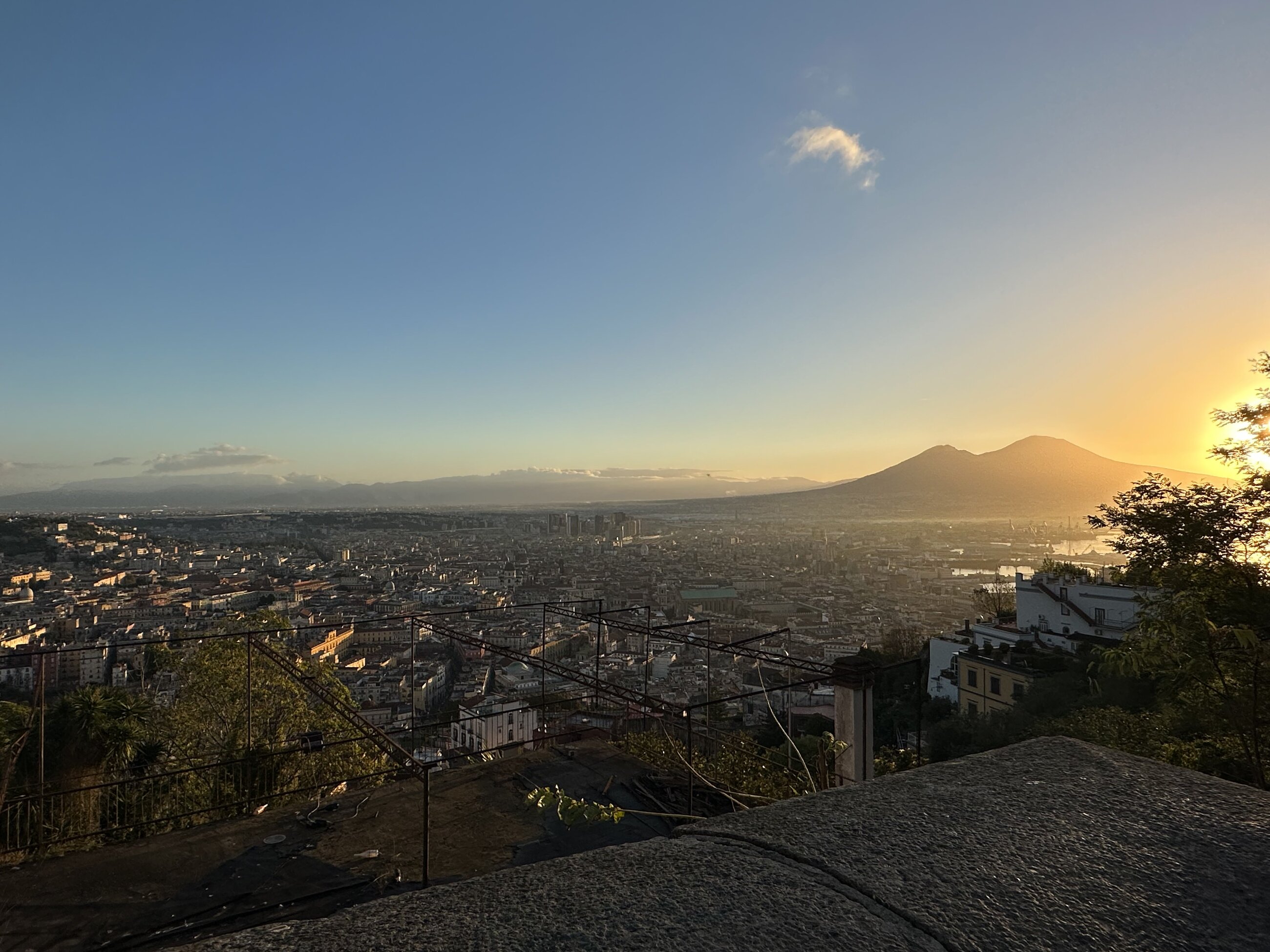 Sunrise from Castell Sant' Elmo with the Vesuvius