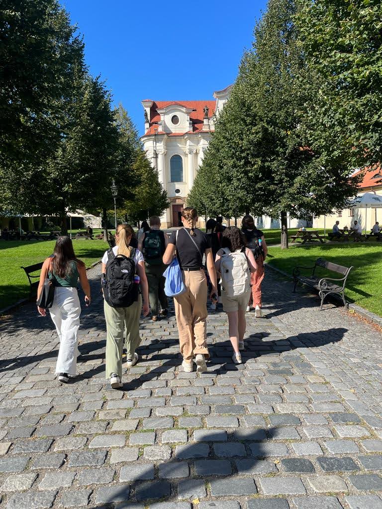 Walking around Prague with my friends
