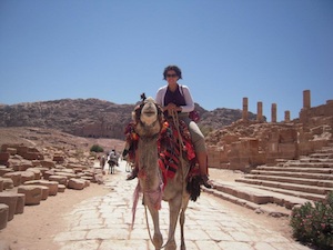 Woman on a camel in Jordan