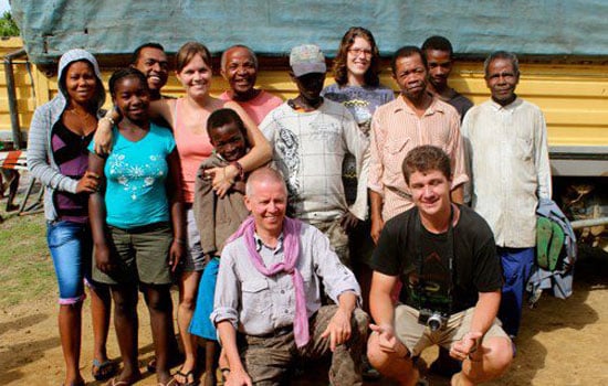 James with his colleagues and local Madagascar "family"