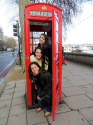 Gabrielle Wilson in London Phone Booth with Friends