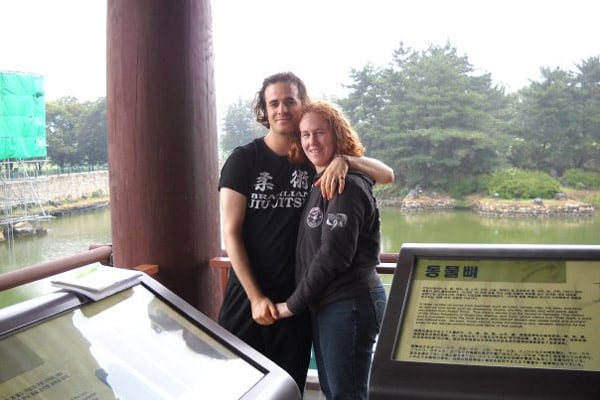 Whitney with her husband in South Korea