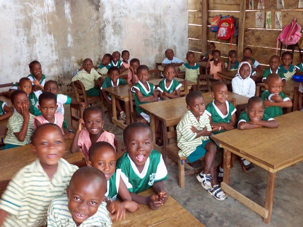 Classroom full of children in Ghana