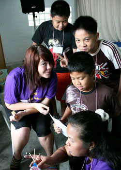Kaley teaching her students in Thailand
