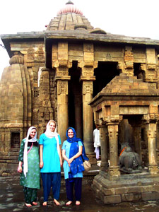 Kimberly visiting a temple in India