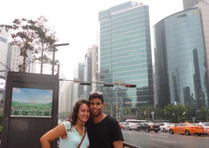 Ruben and his girlfriend in the Gangnam district of Seoul