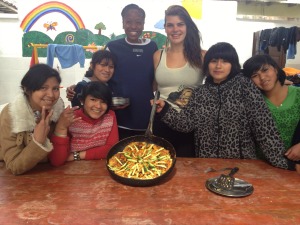 Omelette making class with the girls at the shelter
