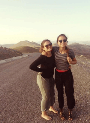 Traveling through the Atlas Mountains in Morocco with my friend