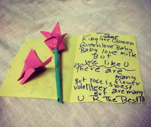 The goodbye note and poem Joy received upon leaving the orphanage. 