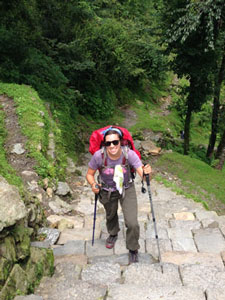 hiker annapurna sanctuary nepal