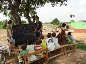 Sean teaching kids in Ghana