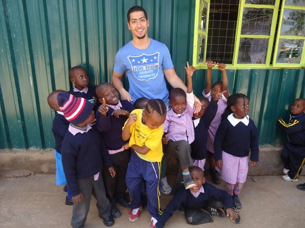 Rayan having a great time with his students in Kenya