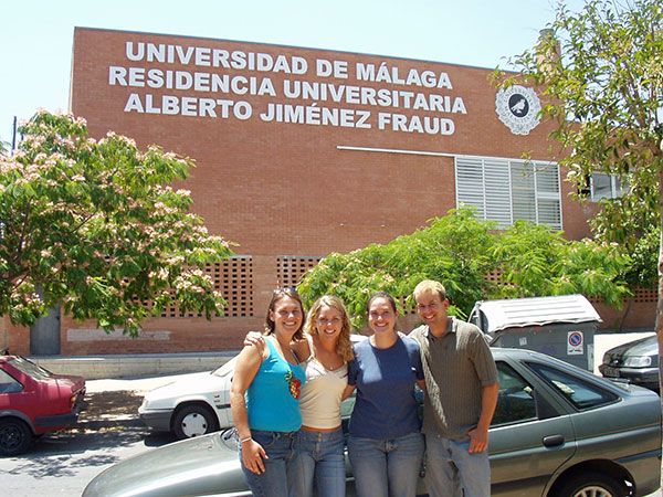 Karen Cleland studies with friends in Spain