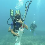 Student diving and conducting research in Mexico 