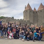 Big student group photo in France