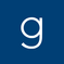 G written in white on blue background