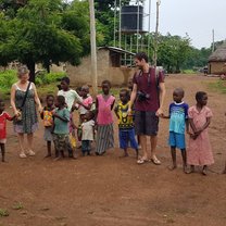 With village children
