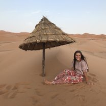 Before the sunset camel ride in the Sahara Desert