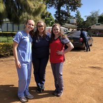 Three pre medical volunteers at Tigoni hospital