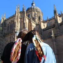 My friend Emily and I staring at the beauty of the Salamanca Cathedral