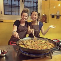 Making paella with a fellow intern! 