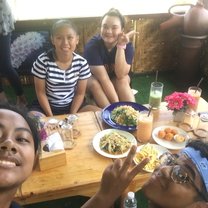 This was our last day of homestay so my friend's family and my family, who were sisters, brought us to this amazing cafe that none of the other group members went to. It was such an amazing moment because it was the best moment to end a successful homestay.