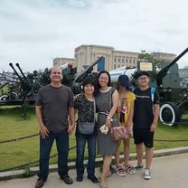 Me with my father and high school teacher's family at the Naval Museum