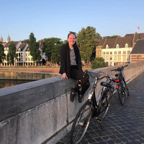 Biking across the river Maas 