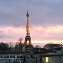 Picture of the Eiffel Tower taken during an evening boat tour.