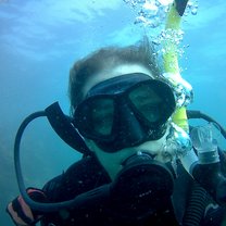 Underwater photo of volunteer in diving gear 