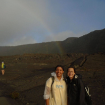 My friend Delaney and I crossing the Mount Kilauea Volcano crater!