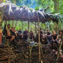 Group haveing lunch in the jungle