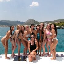 Catamaran in Milos with my new friends!