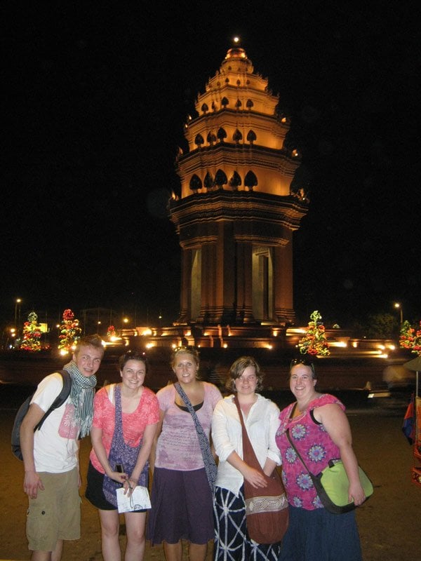 Jake and fellow volunteers visiting the Cambodian National Monument
