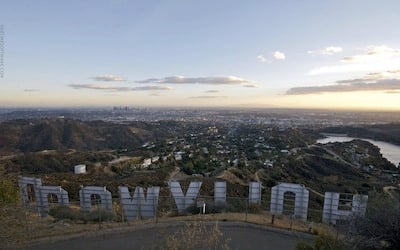 hollywood sign from behind