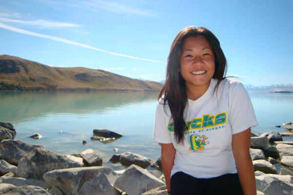 Jessica on a lake on the South Island