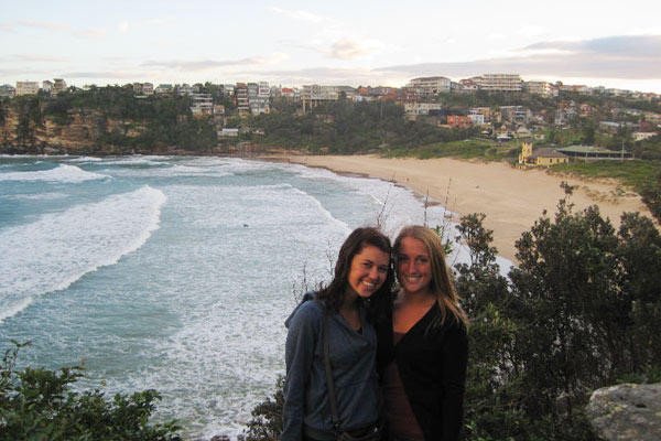 Randi with a friend on Manly Beach in Australia