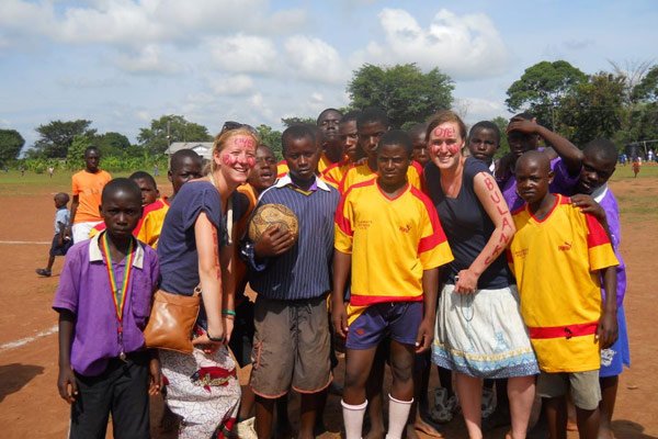Kate volunteering in Uganda with AV