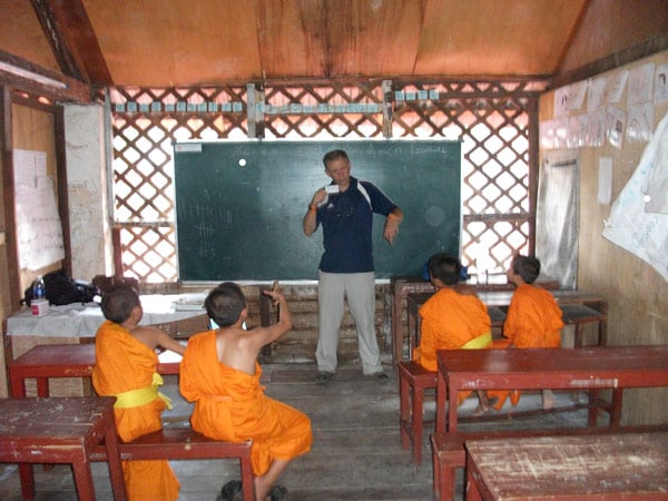 Bob volunteering in Laos with GVI