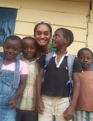 Nicole volunteered with children