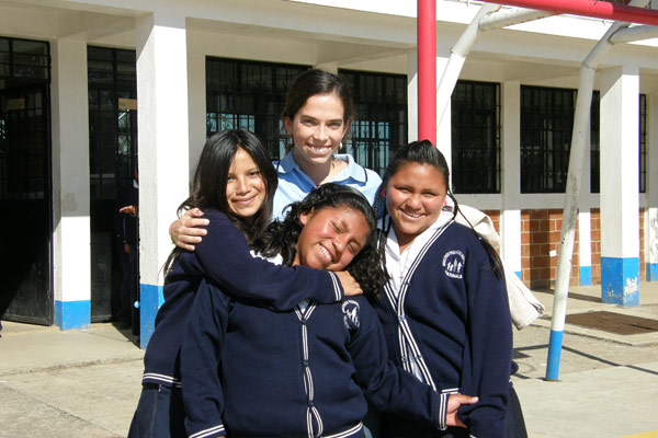 Carrie with some students she volunteered with in Guatemala