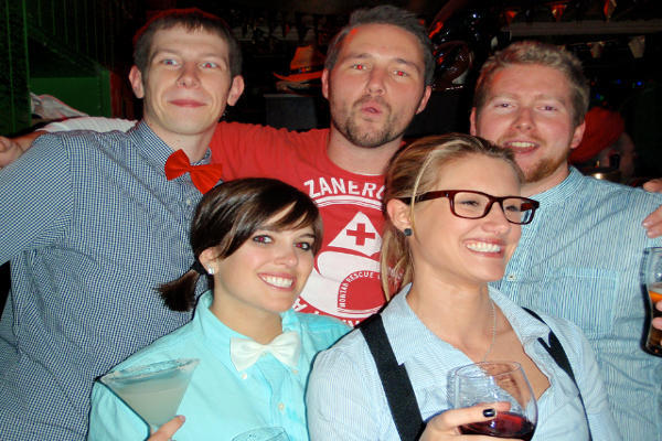 Jenny and coworkers at a media party