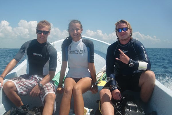 Volunteers on a boat in Mexico