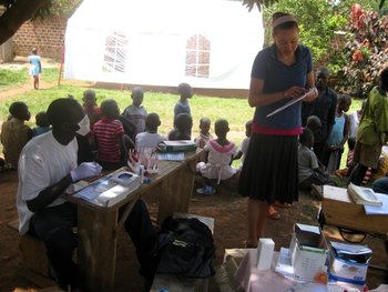 Caitie volunteering at an HIV testing center for the day