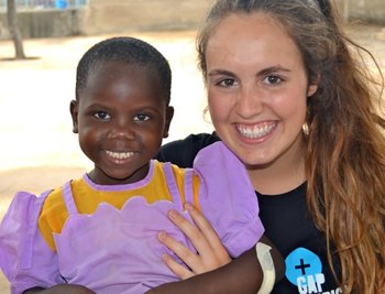 Adelaide with her new friend, Gladys, in Tanzania
